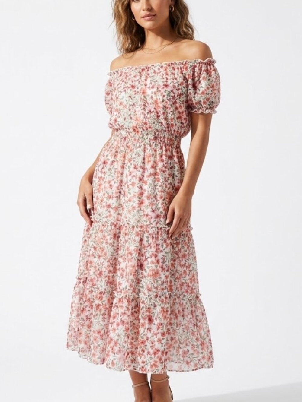 Kate & Lily Cottagecore Smocked Floral Midi Dress 4